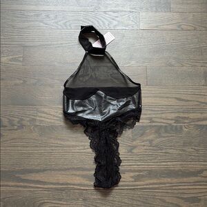 Black Lace Halter Bodysuit